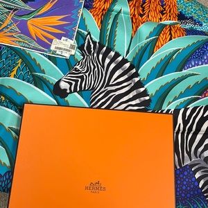 Hermes Mountain Zebra Silk Scarf